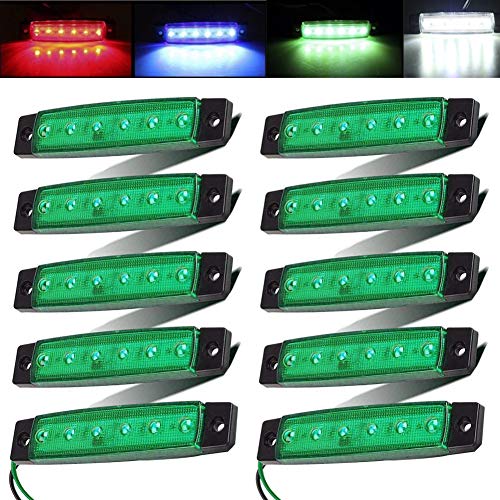 Electrely 10 piezas Indicadores LED Luces de Posición Laterales Delante Luz Trasera Posición Lámparas 12V para Camión de Remolque Caravana Autobús Barco Tractor Autocarava (verde)