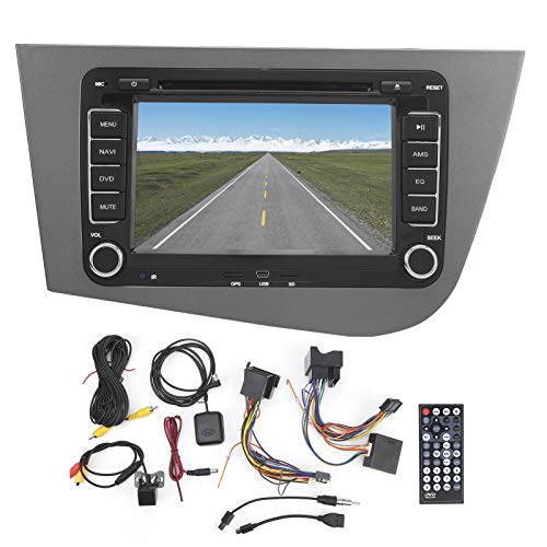 EVGATSAUTO Navegación por Radio FM para Coche, navegador de 7 Pulgadas y 2Din, GPS, CD, DVD, Bluetooth, Reproductor de Audio y vídeo Multimedia Apto para Seat Leon 2 MK2 2005-2011 LHD