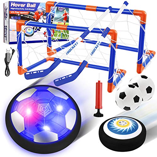 EXTSUD Balón Fútbol Flotante Pelota de Air Fútbol con Protectores de Espuma Suave y Luces LED, Juguete Deportivo para Niños de 3, 4, 5, 6, 7, 8, 9-12 Años