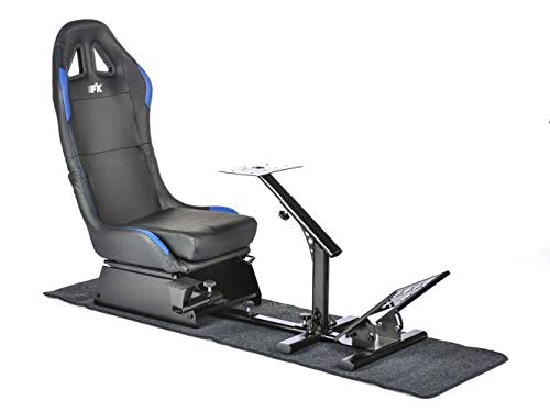 FK Gamesitz eGaming Seats Suzuka - Asiento de piel sintética con alfombra, color negro y azul