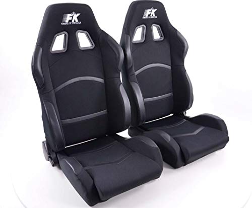 FK Seats - Asientos de media cubeta Set Cyberstar textil negro con calefacción