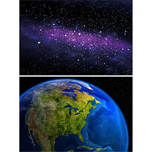 GREAT ART Set de 2 Posters XXL – Galaxia - Vía Láctea y Planeta Tierra América de día Universo Imagen satélite Estrellas decoración Foto decoración de la Pared (140 x 100 cm)