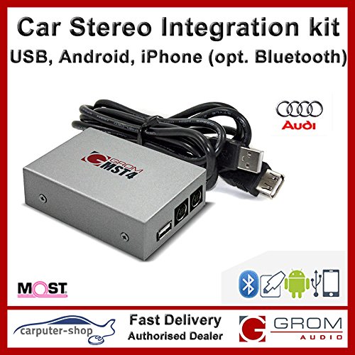 GROM Audio MST4 - USB MP3, iPhone, Android (Bluetooth) Kit para Audi MMI 2G - A4, A5, A6, A8, Q7, RS6, S6, S8, R8 GROM Audio MST4 - USB MP3, iPhone, Android (Bluetooth) Kit para Audi MMI 2G - A4, A5, A6, A8, Q7, RS6, S6, S8, R8