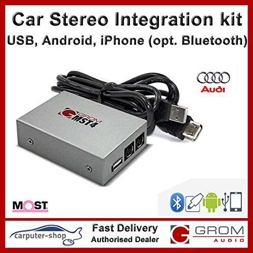 GROM Audio MST4 - USB MP3, iPhone, Android (Bluetooth) Kit para Audi MMI 2G - A4, A5, A6, A8, Q7, RS6, S6, S8, R8