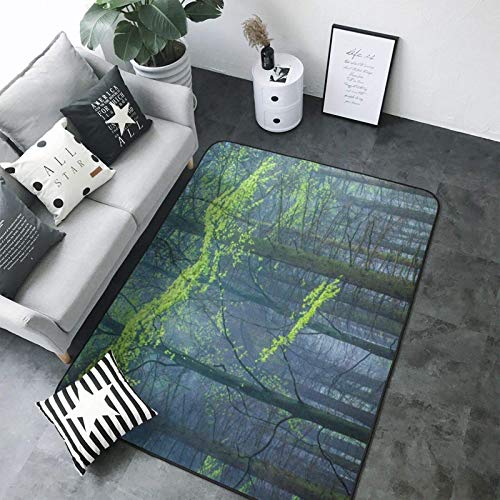 Grove Forest - Alfombra de tela de franela moderna para interiores (80 x 147 cm)