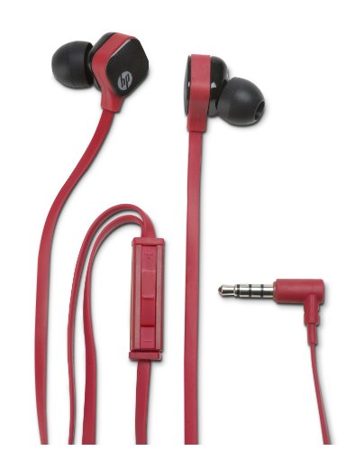 HP H2300 - Auriculares in-ear (3.5 mm, control remoto integrado, con micrófono), rojo