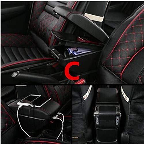 HWADMW / Apto para/Caja de reposabrazos Lancia musa Carga USB realce Contenido de Almacenamiento Central de Doble Capa Portavasos Cenicero Accesorios 08-13 C Negro Rojo línea HWADMW / Apto para/Caja de reposabrazos Lancia musa Carga USB realce Contenido de Almacenamiento Central de Doble Capa Portavasos Cenicero Accesorios 08-13 C Negro Rojo línea
