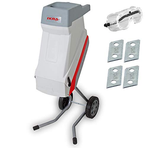 IKRA trituradora de cuchillas eléctrica IMH 2500, incl. 4x cuchillas reversibles, saco coletor y gafas de seguridad