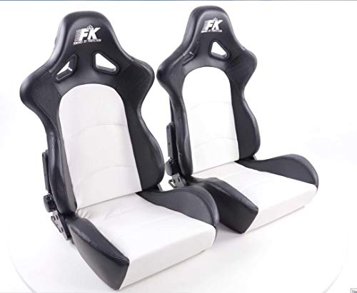 Juego de asientos ergonómicos Control cuero artificial blanco negro
