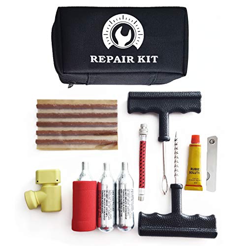 KIT REPARA PINCHAZOS coche moto + 3 BOMBONAS de GAS CO2 + REGULADOR de presión. Reparación de pinchazos en neumáticos tubeless rueda sin cámara de aire - RZ TOOLS