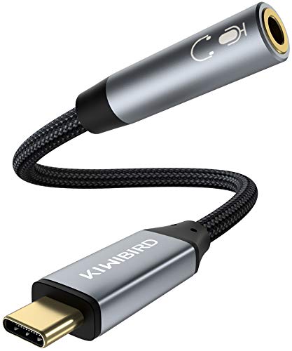 KiWiBiRD Adaptador de USB-C USB Tipo C a Toma para Conector Auriculares de 3,5 mm Jack con Conjunto de Chips DAC