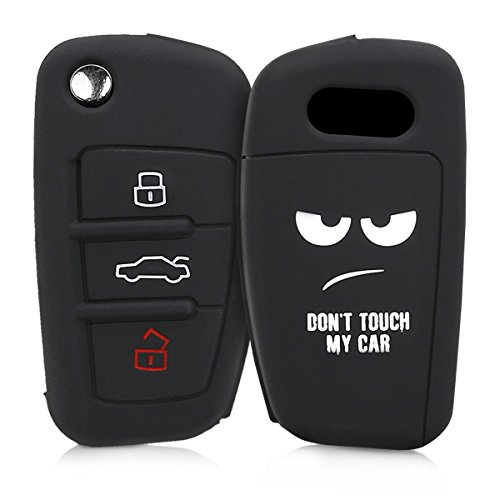 kwmobile Funda Compatible con Audi Llave de Coche Plegable de 3 Botones - Carcasa Protectora Suave de Silicona - Don't Touch my Car