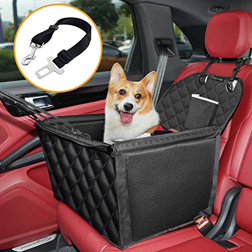 KYG Protector Impermeable para Mascotas Asiento del Coche Transpirable Extraíble con Correa de Seguridad para Proteger Seguridad de Mascotas en Viaje