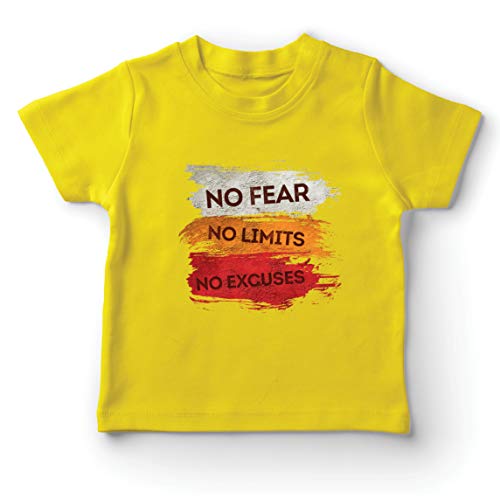 lepni.me Camiseta para Niño/Niña Sin Miedo, sin límites, sin Excusas Cita de motivación (9-11 Years Amarillo Multicolor)
