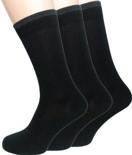 Loonysocks, 3 pares de nuestros mejores calcetines de ejecutivo confeccionados con lana de merino de Ascona súper suave, calcetines de caballero (Negro, 39-42)
