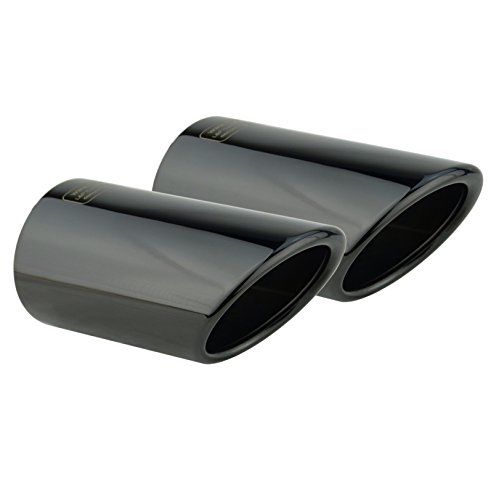 L&P A295 2 embellecedores de tubo de escape negro cromo pulido de acero inoxidable compatible con A4 B8 A5 8T Q5 8R Plug&Play