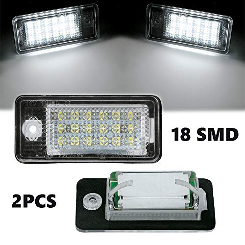 Luces de matrícula de Coche 2 UNIDS Error Libre LED LIGNO NÚMERO Placa Lámpara de luz Compatible con Audi A6 C6 4F RS6 A3 8P S4 A4 B6 B7 RS4 A5 8F A8 S8 Q7 4L Plus/VANT Impermeable