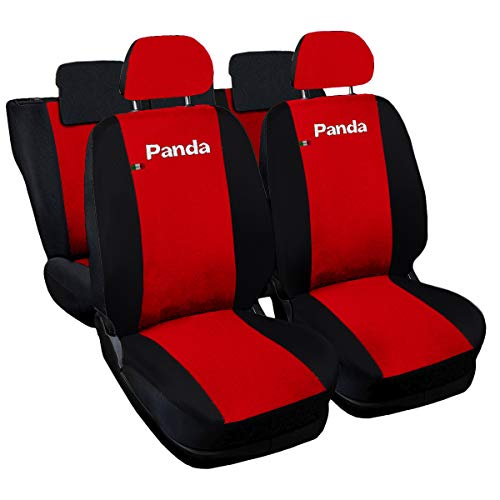 Lupex Shop Panda.014b.RS - Juego de Fundas de Asientos para Fiat New Panda, Color Rojo y Negro