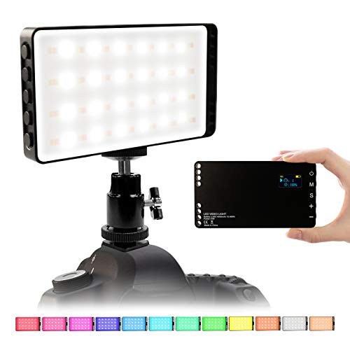 Luz de Video LED, Lume Cube Portatil 2500K hasta 8500K, Luz de Video LED Cámara Batería Recargable de 4000 mAh Incorporada, Adaptador de Zapata de 1/4'' Ajustable de 360° Fiesta, Vlog y Disparo