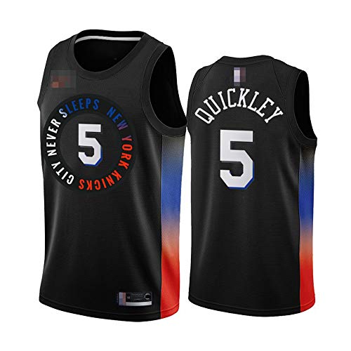 LYY Jersey Men's, NBA New York Knicks # 5 Immanuel Quickley - Uniformes De Baloncesto Camisetas De Deporte Sin Mangas Clásicas Y Camisetas Cómodas,Negro,S(165~170CM)
