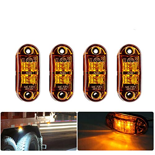 MASO 4 luces de marcador lateral 12 V/24 V Indicador universal de posición Lámparas LED delanteras traseras con bombillas ámbar naranja para camión, remolque, furgoneta, caravana, camión, autobús