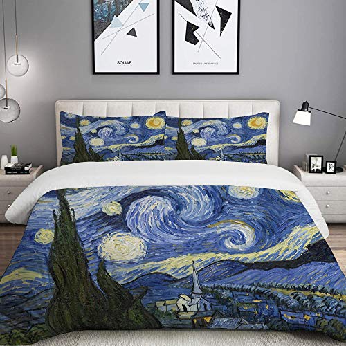 MOBEITI Bedding Juego de Funda de Edredón,Noche Estrellada Van Gogh Pintura al óleo,Microfibra Funda de Nórdico y Fundas de Almohada - 220 x 240cm MOBEITI Bedding Juego de Funda de Edredón,Noche Estrellada Van Gogh Pintura al óleo,Microfibra Funda de Nórdico y Fundas de Almohada - 220 x 240cm