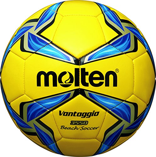 MOLTEN F5V3550-Y Balón de fútbol Playa Unisex Gr. 5, Color Amarillo/Azul/Plateado