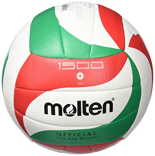 Molten VM1500 - Balón de Voleibol Intanfil, Blanco, Rojo y Verde, Talla 4