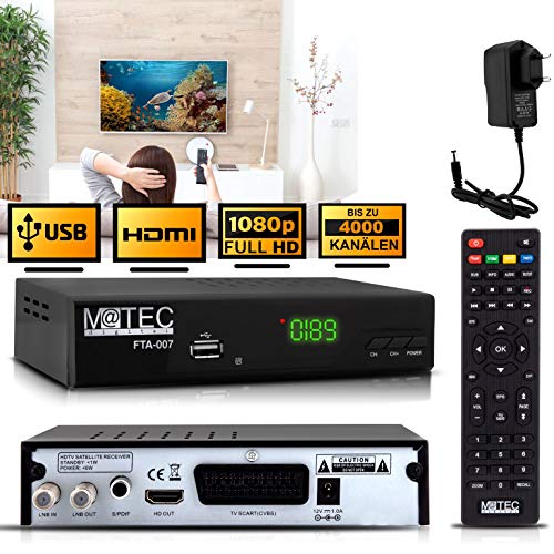 M@tec Digital FTA 007 - Receptor de satélite digital HD (HDTV, S/S2, HDMI, SCART, USB 2.0, Full HD 1080p) M@tec Digital FTA 007 - Receptor de satélite digital HD (HDTV, S/S2, HDMI, SCART, USB 2.0, Full HD 1080p)