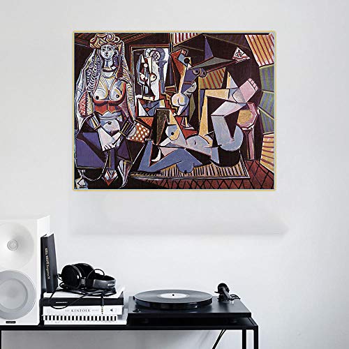 Munxag Pablo Picasso - Impresión fotográfica sobre lienzo, diseño de mujer de Argel en su apartamento, 60 x 90 cm