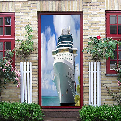 Mural de la puerta Barco de atraque Sala de Estar niños bebé niños extraíble Vinilo Adhesivo de Pared Arte decoración del hogar 77X200cm