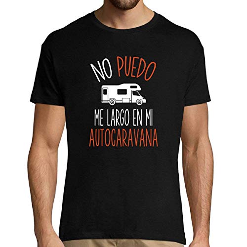 No Puedo me Largo en mi Autocaravana | Camiseta Hombre Diseño Humor para Amantes de Autocaravana L