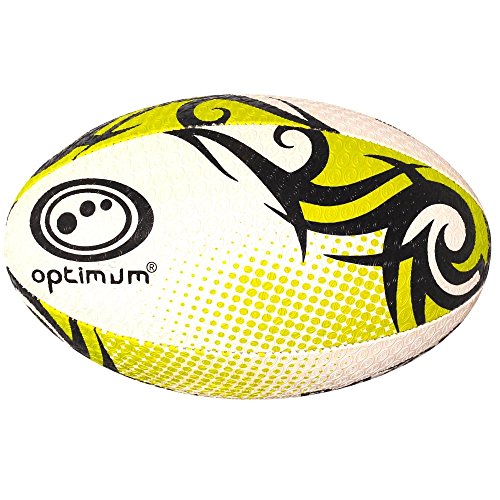 OPTIMUM Mens Razor Rugby Ball, Black/Yellow, Size 5