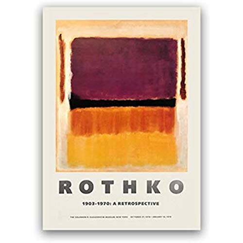 pagsundog Póster de exposición de Mark Rothko para el Museo Guggenheim de Nueva York 1970 Impresión de museo Arte de pared abstracto Pintura en lienzo Decoración del hogar 60x90cm Framed