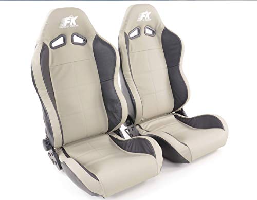 Par de asientos ergonómicos de rendimiento deportivo Speed cuero real negro/gris