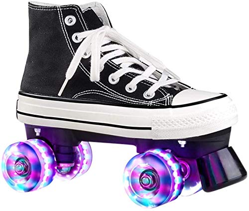 Patines LED,Patines En Paralelo Niña/Mujer,Patines 4 Ruedas Hombre,Top Alto Clásico PatinesSobreRuedas Adulto, Adecuado para Principiantes Al Aire Libre (42)