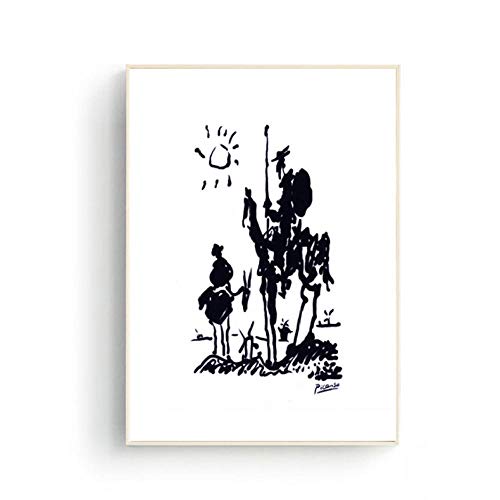 Picasso Simple Line Drawing Don Quijote Prints Wall Art Canvas Pictures for Living Room Office Decor Home Decoration 40x60cm sin Marco