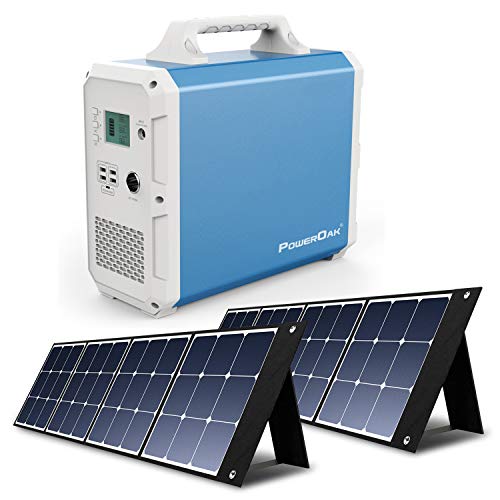 PowerOak Bluetti EB150 1500Wh Generador Solar Portátil con 2 Piezas Paneles Solares 120W, Generador Electrico con Salidas AC/DC/USB Power Station con Batería de Litio para Camping Autocaravan