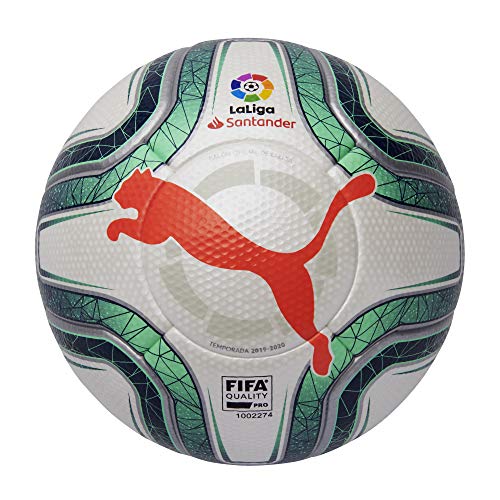 PUMA LaLiga 1 (FIFA Quality Pro) Balón de fútbol, Adultos Unisex, White-Green Glimmer-Nrgy Red, 5