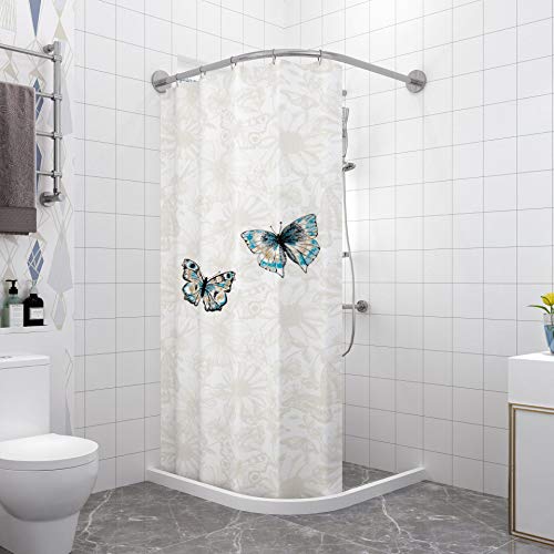 QJJML Cortina De Ducha con Barra Ajustable En Forma De L Y Tira De Retención De Agua,Acero Inoxidable 304,Cortina De Ducha De Esquina Montada En La Pared del Baño,Plateado,4-D(70-95cm×105-165cm) QJJML Cortina De Ducha con Barra Ajustable En Forma De L Y Tira De Retención De Agua,Acero Inoxidable 304,Cortina De Ducha De Esquina Montada En La Pared del Baño,Plateado,4-D(70-95cm×105-165cm)
