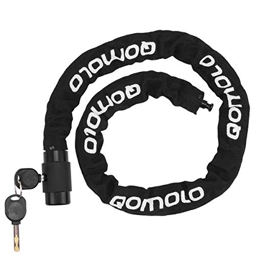 Qomolo Candado de Bicicleta con Llave, Antirrobo Candado de Cadena, Bloqueo de Bicicleta Seguridad Candado de Cable para Moto,Bicicleta y Scooter,100cm Length,6mm Diameter