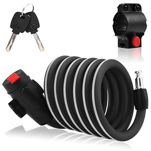 Qomolo Candado de Bicicleta,180 cm Seguridad Candado de Cable con 2 Piezas Llave, Antirrobo Bloqueo de Bicicleta para Moto,Bicicleta y Scooter,Puerta Parrillas Qomolo Candado de Bicicleta,180 cm Seguridad Candado de Cable con 2 Piezas Llave, Antirrobo Bloqueo de Bicicleta para Moto,Bicicleta y Scooter,Puerta Parrillas