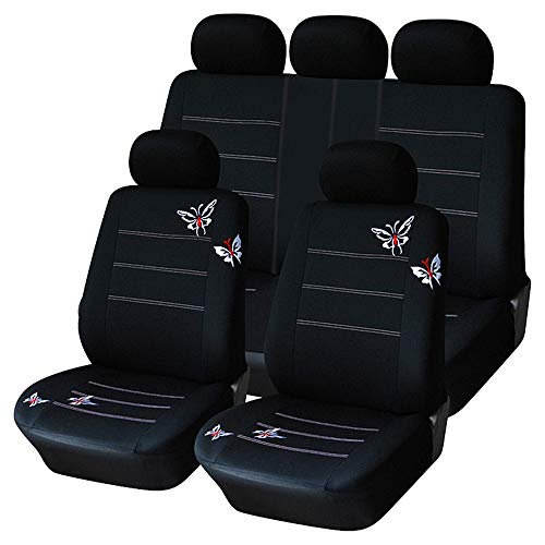 QXCOM Fundas de asiento de coche de fibra de lino para Citroen C2 C3 Aircross C3 Picasso C4 DS 7 DS3 DS4 DS5 E-BERLINGO E-BLINGO (Negro)