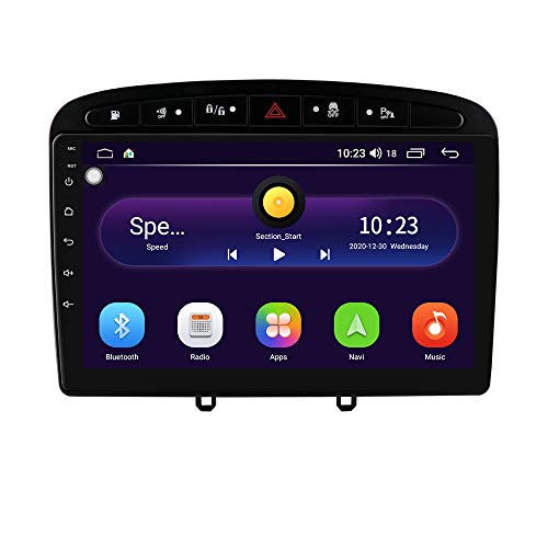 Radio de Coche estéreo con Sistema Android 10 de Pantalla táctil de 9 Pulgadas para Peugeot (308 308S 408) 2012-2020, navegación GPS para Coche Compatible con Control del Volante WiFi EQ USB (Negro)
