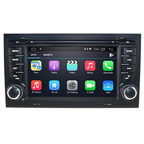 Reproductor de Audio para automóvil Android 10 para Audi A4 B6 y B7(8E/8H)/S4 B6 y B7(8E/8H)/RS4/RS4 B7(8E)/Seat Exeo, Soporte de Radio de Coche Doble DIN iOS y Android Mirror-Link Bluetooth WiFi