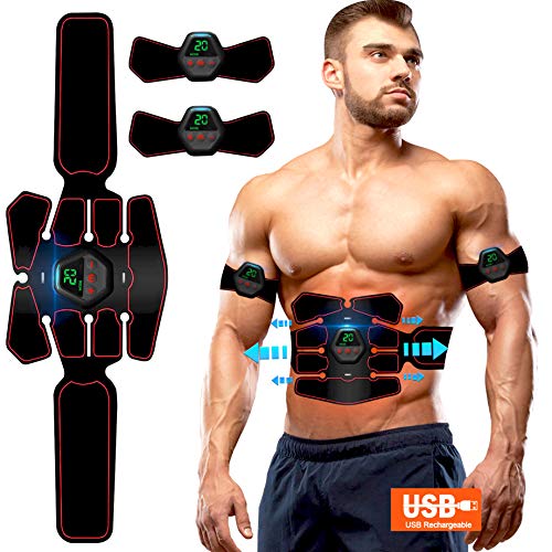 ROOTOK Electroestimulador Muscular Abdominales, Masajeador Eléctrico Cinturón con USB， Estimulación Muscular Masajeador Eléctrico Cinturón Abdomen/Brazo/Piernas/Glúteos