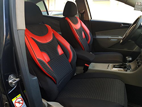 seatcovers by k-maniac V132300 Ford Transit Tourneo - Juego de Fundas universales para Asientos Delanteros y Traseros de Coche, Color Negro y Rojo