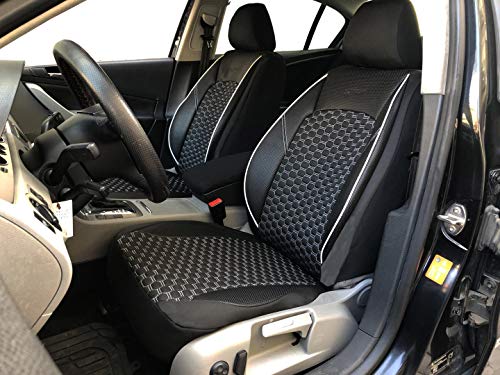 seatcovers by k-maniac V1506798 Fundas de Asiento para Honda Civic VIII, universales, Color Blanco y Negro, Juego de Fundas de Asiento Delantero, Accesorios para el Interior del Coche