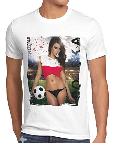 style3 La Roja 2020 Chica de Fútbol Camiseta para Hombre T-Shirt españa fútbol Spain Blanco, Talla:XL, Shirt Länderflaggen:Polonia