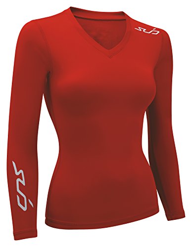 Sub Sports Dual - Camiseta de compresión de Running para Mujer, Color Rojo, Talla XS